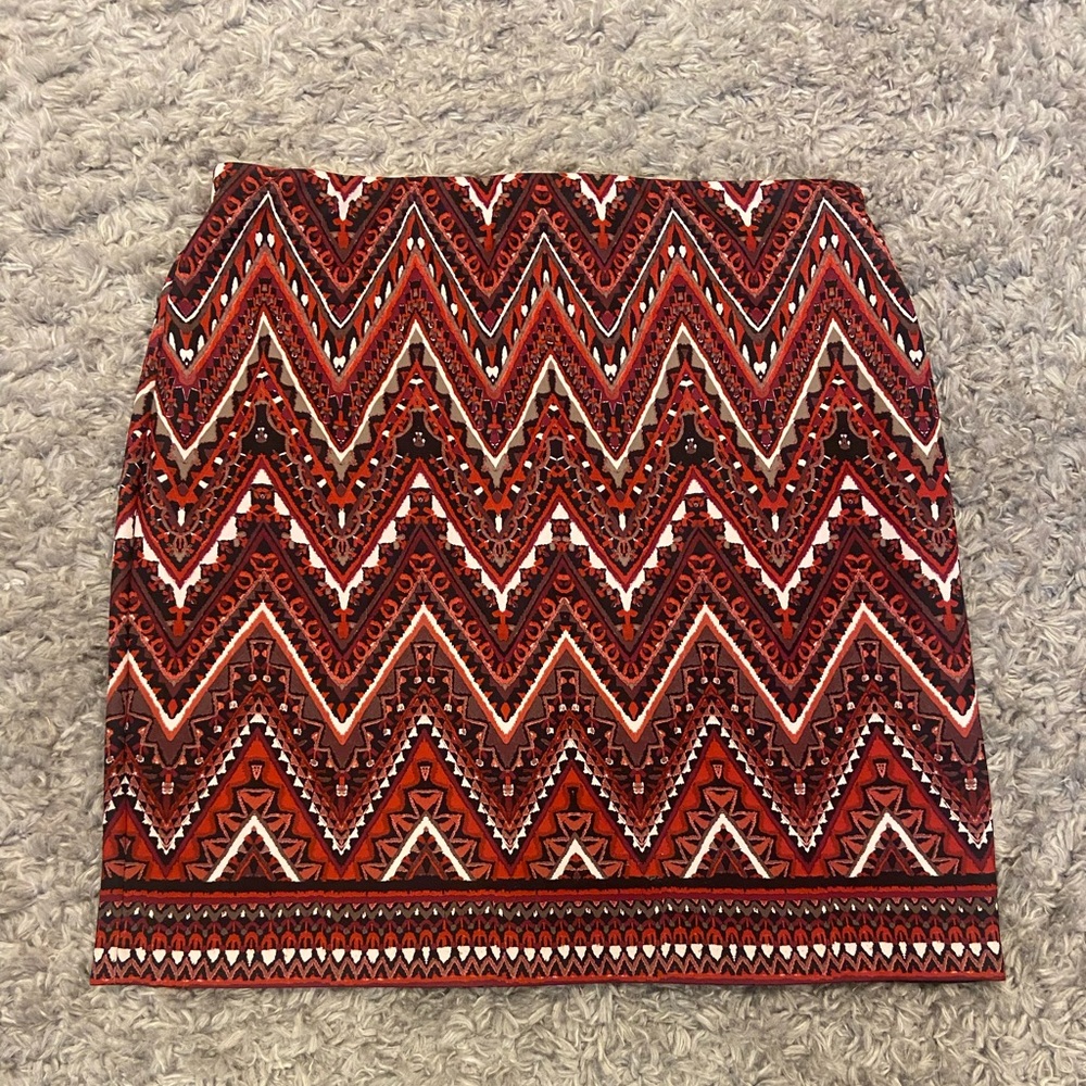 Dress Barn Skirt- Red Black and White Chevron pattern